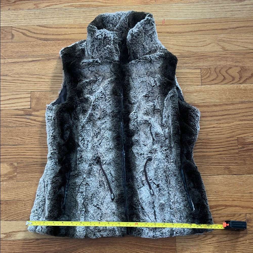 Faux Fur Vest in Gray and Brown